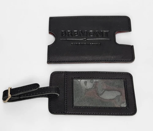 Bremont leather luggage tag Black / Charcoal made in England