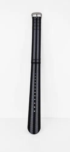 20mm Grey and Black striped one-piece strap
