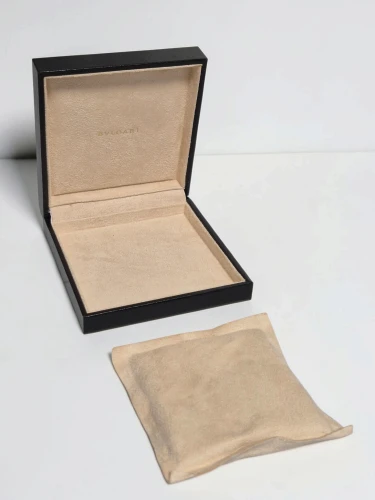 Bvlgari necklace / bracelet box black leather with beige inner cushion