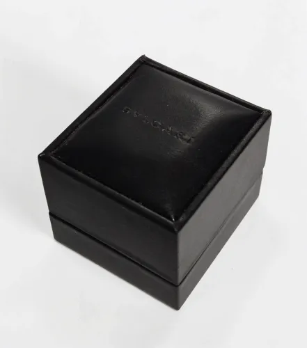 Bvlgari ring box black leather box with tab holder B.ZERO1 / Serpenti / Tubogas