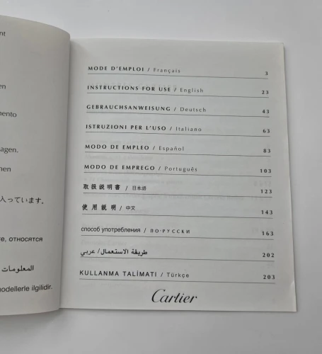 Cartier Instruction manual + Guarantee booklet PCWA4188 / PCWA0149