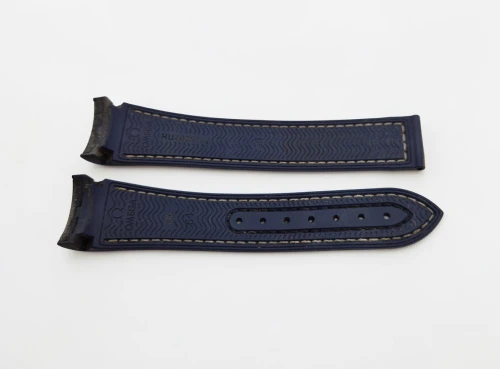 Omega 21mm Watch strap Black & Blue leather / rubber RUZ005702