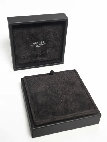 Hermes necklace box Square shape Black inner lining with Orange outer box