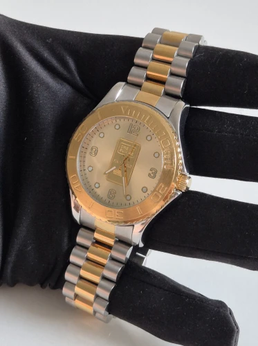 Swiss Ingot Quartz watch 24ct gold Ingot dial Bi-Colour bracelet