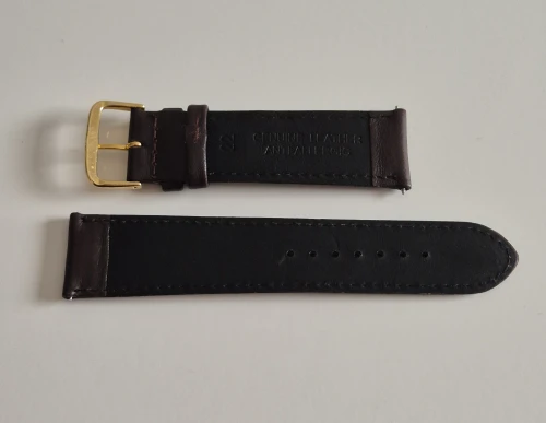 22mm Brown leather watch strap Classic calf grain with gold plated pin buckle