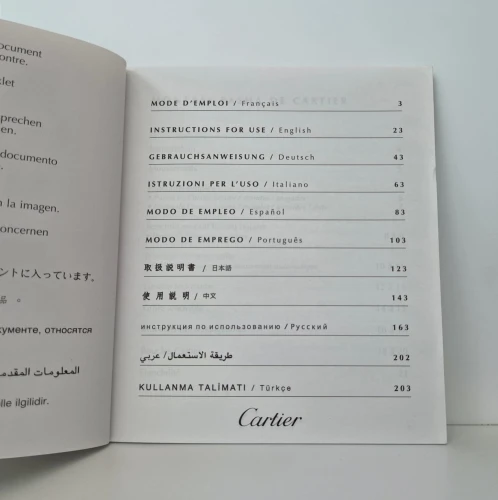 Cartier Pasha instruction manual with guarantee booklet PCWA0254