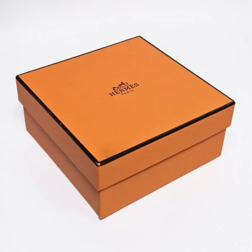 Hermes necklace box Square shape Black inner lining with Orange outer box
