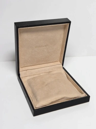 Bvlgari necklace / bracelet box black leather with beige inner cushion