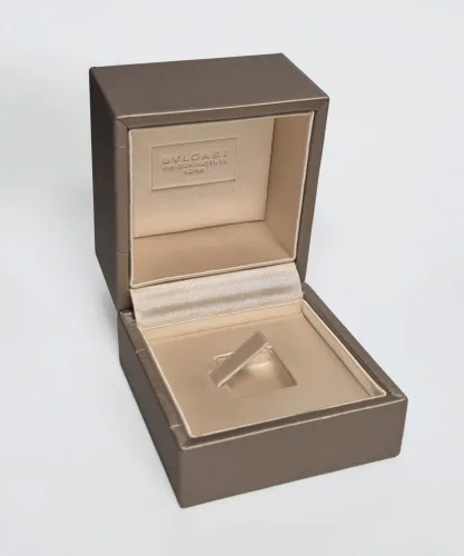 Bvlgari ring box beige & brown with tab stand & outer box