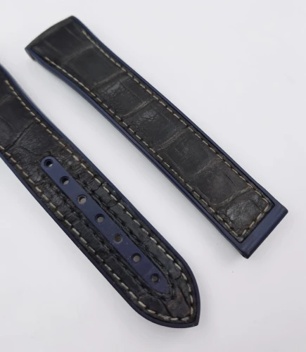Omega 21mm Watch strap Black & Blue leather / rubber RUZ005702