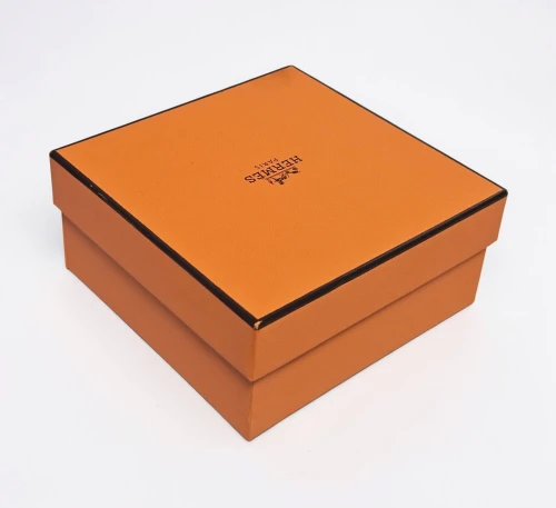 Hermes necklace box Square shape Black inner lining with Orange outer box