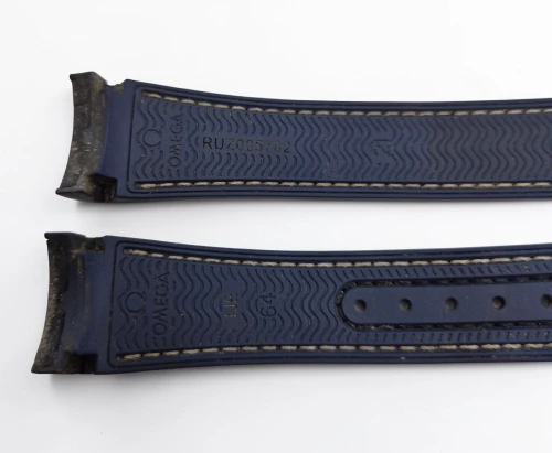 Omega 21mm Watch strap Black & Blue leather / rubber RUZ005702
