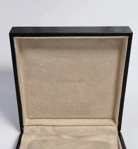 Bvlgari necklace / bracelet box black leather with beige inner cushion