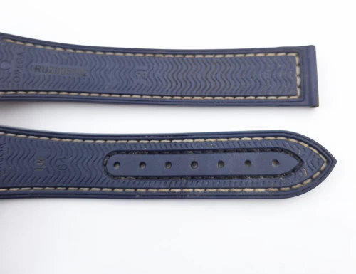 Omega 21mm Watch strap Black & Blue leather / rubber RUZ005702