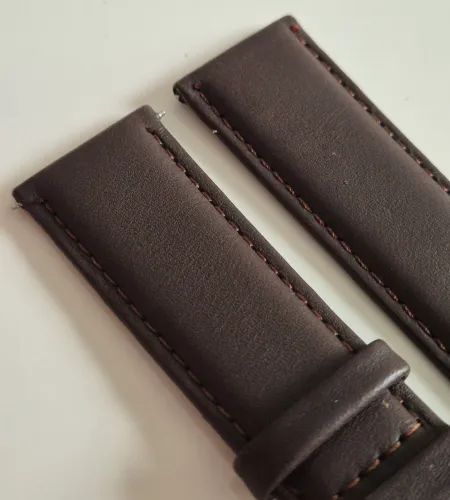 22mm Brown leather watch strap Classic calf grain with gold plated pin buckle
