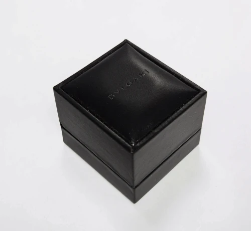 Bvlgari ring box black leather box with tab holder B.ZERO1 / Serpenti / Tubogas