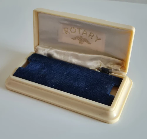 Vintage Rotary bakelite watch box with paperwork Circa 1950s