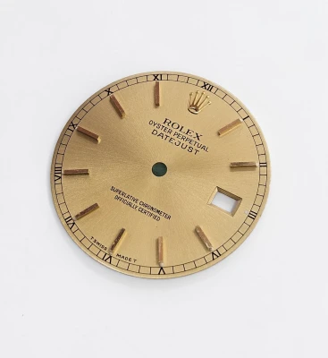 Rolex Datejust 36mm dial Champagne stick dial with Railroad minute track Circa 1970s - 1998