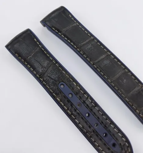 Omega 21mm Watch strap Black & Blue leather / rubber RUZ005702