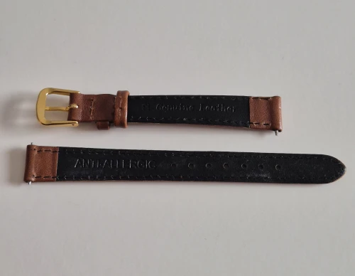 12mm Light brown leather strap glove grain with gold plated pin buckle