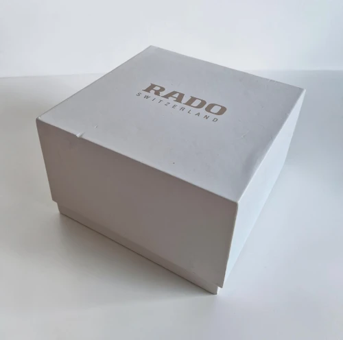 RADO Modern white watch box with travel box and cleaning cloth