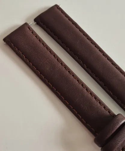 14mm Dark brown leather watch strap classic calf grain with rose gold plated pin buckle