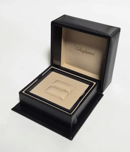 Chopard ring box large dark blue stitched leather 4.5 Inch