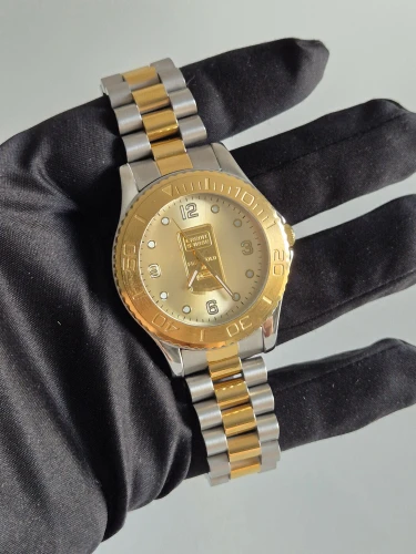 Swiss Ingot Quartz watch 24ct gold Ingot dial Bi-Colour bracelet