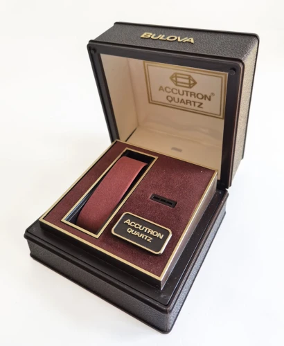 Vintage Bulova Accutron watch box with blank papers circa 1980s-1990s