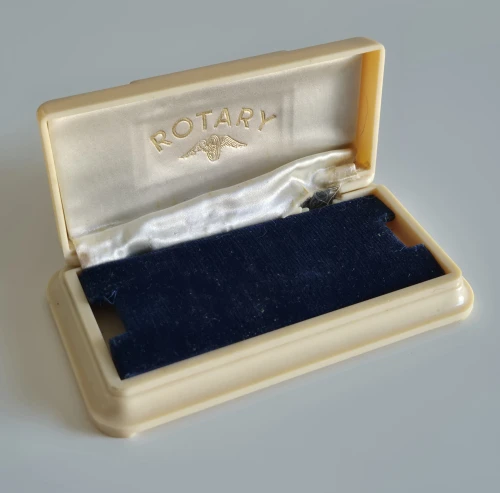 Vintage Rotary bakelite watch box with paperwork Circa 1950s