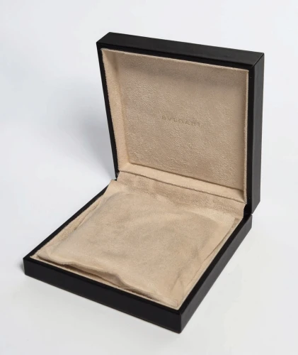 Bvlgari necklace / bracelet box black leather with beige inner cushion